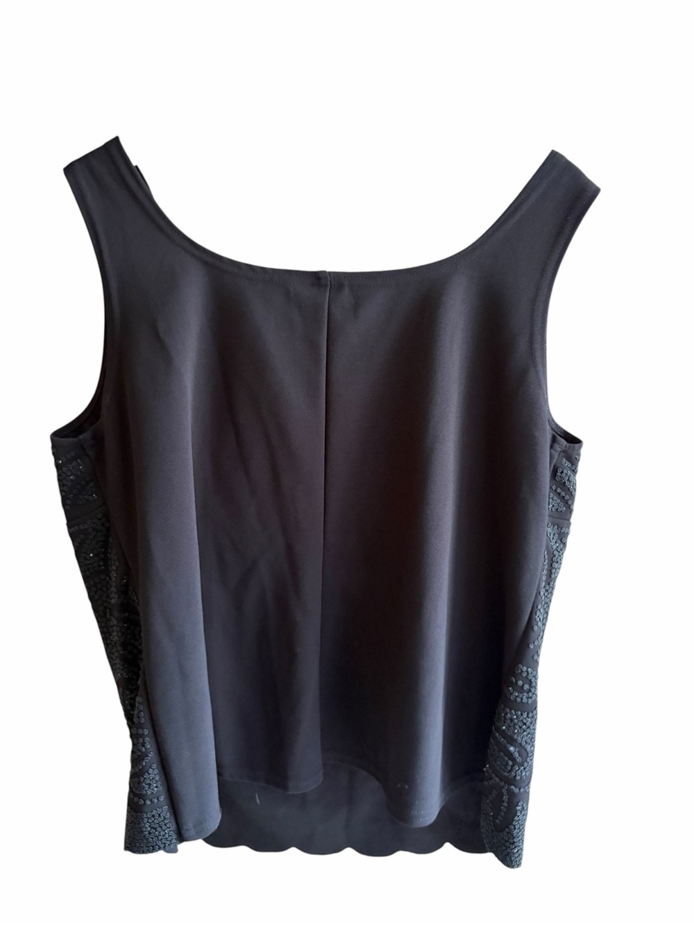 DRESSBARN Black beaded Whimsigoth sleeveless top - Picture 2 of 5